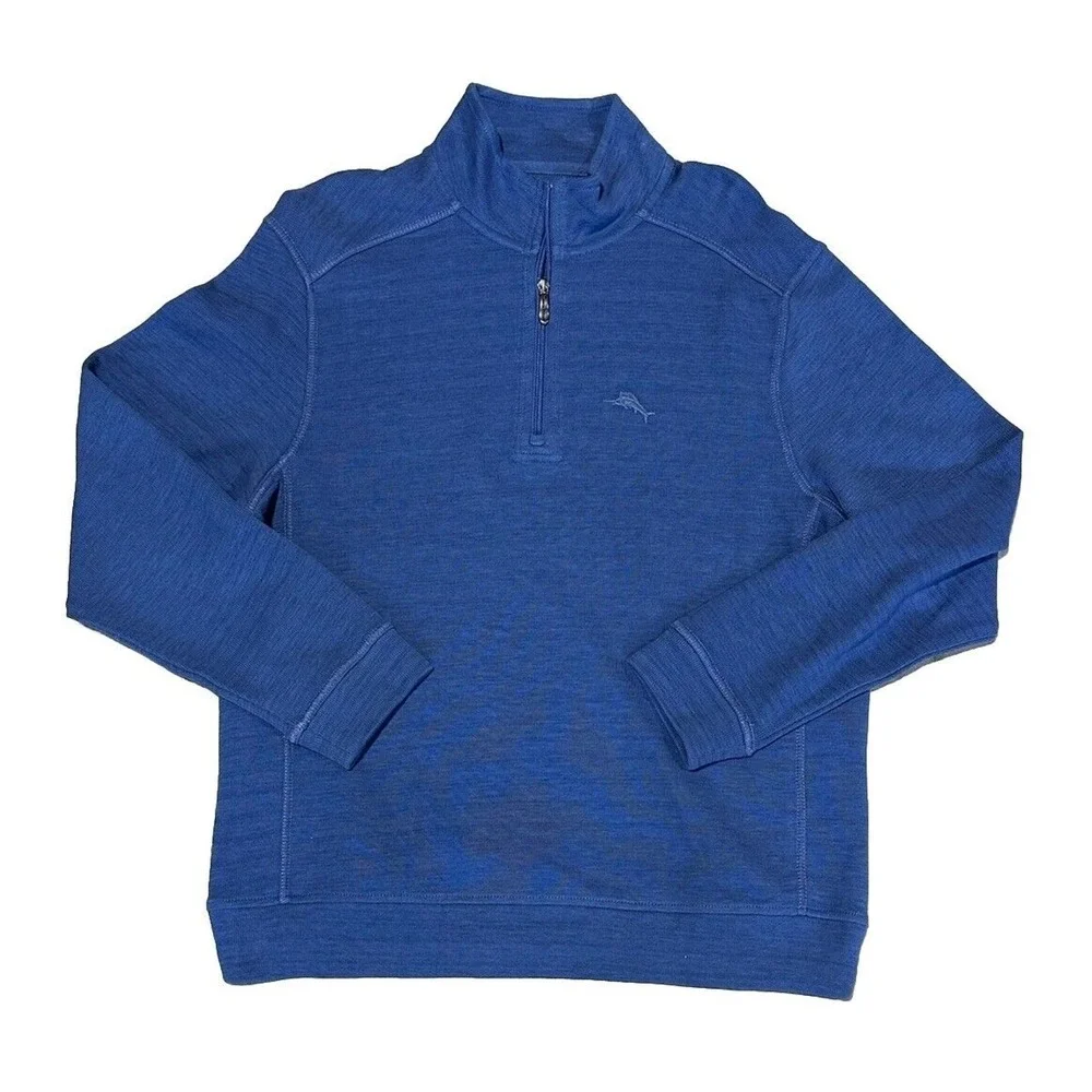 Tommy Bahama Casual 1/4 Zip Sweatshirt Pullover Dockside Blue Men's Sz Small